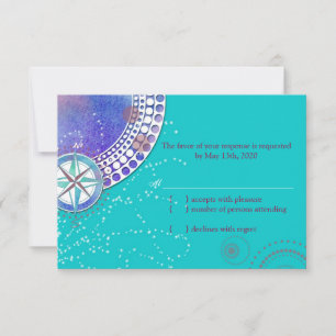 Modern Turquoise Nautical Wedding RSVP Card