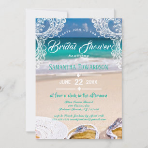 Modern Turquoise Ocean Beach Bridal Shower Invitation