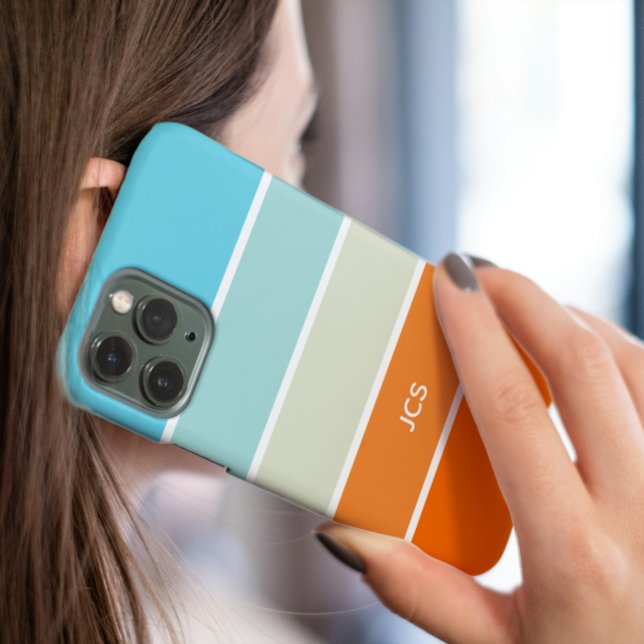 Modern Turquoise Orange Green Colour Block Case-Mate iPhone Case (Creator Uploaded)