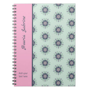 Modern turquoise Pink Floral Mandala Doodles Notebook