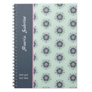 Modern turquoise Pink Floral Mandala Doodles Notebook