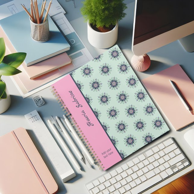 Modern turquoise Pink Floral Mandala Doodles  Planner (Creator Uploaded)