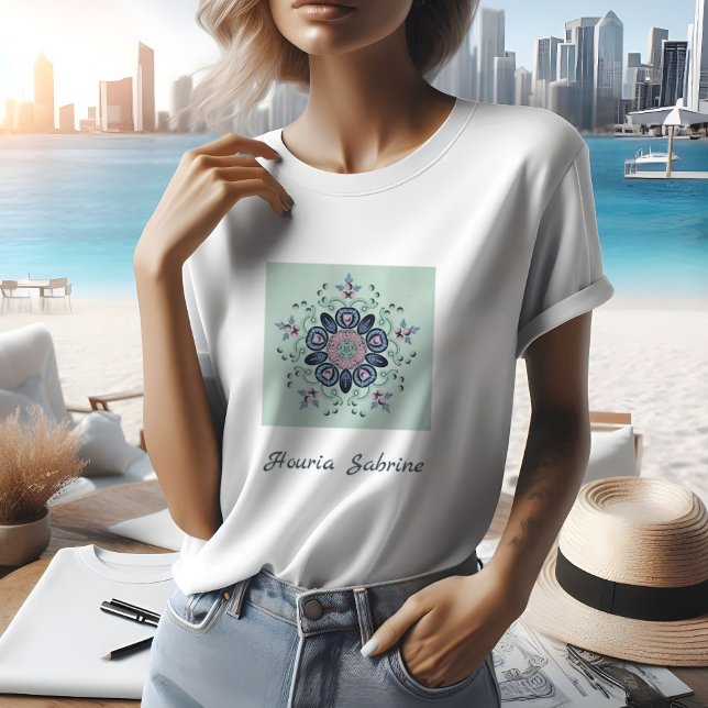 Modern turquoise Pink Floral Mandala Doodles  T-Shirt (Creator Uploaded)