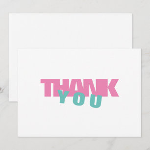 Modern Turquoise & Pink Personalised Thank You Card