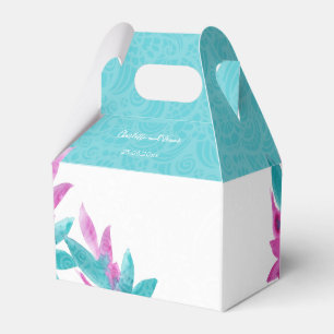 Modern Turquoise Pink Tropical Abstract Flowers Favour Box