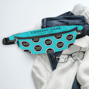 Modern Turquoise Promotional Company Logo Pattern Bum Bags