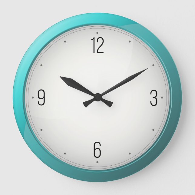Modern Turquoise Round Wall Clocks (Front)