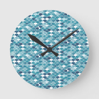 Modern Turquoise & Royal Blue Wildflower Floral Round Clock