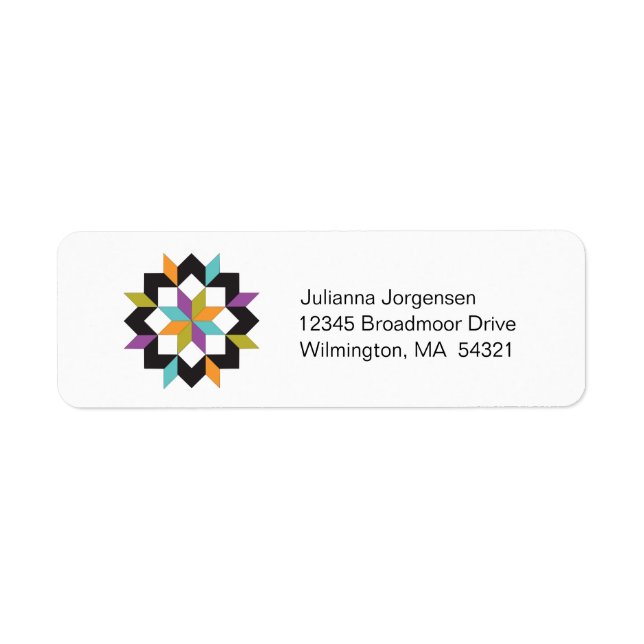 Modern Turquoise Sampler Quilt Address Labels (Front)