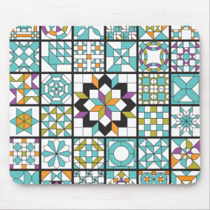 Modern Turquoise Sampler Quilt Mousepad