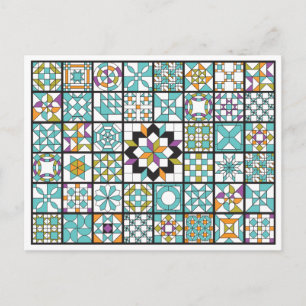 Modern Turquoise Sampler Quilt Postcard
