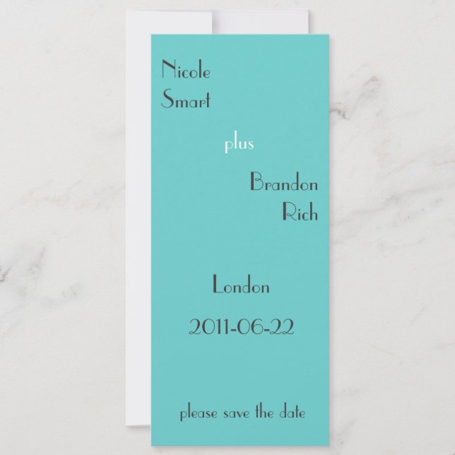 Modern Turquoise Save The Date (Front)