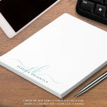 Modern Turquoise Script Monogram Initials Notepad<br><div class="desc">Personalised modern notepad with simple calligraphy style script initials or monogram and name in turquoise. CHANGES: The text font style, colour, size and placement can be changed by clicking on CUSTOMIZE FURTHER under the PERSONALIZE section for a custom look or by contacting the designer via Zazzle Chat or makeitaboutyoustore@gmail.com if...</div>