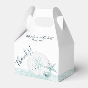 Modern Turquoise Seashells Beach Wedding Party Favour Box