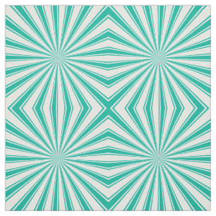 Modern Turquoise Sun Ray Pattern Fabric
