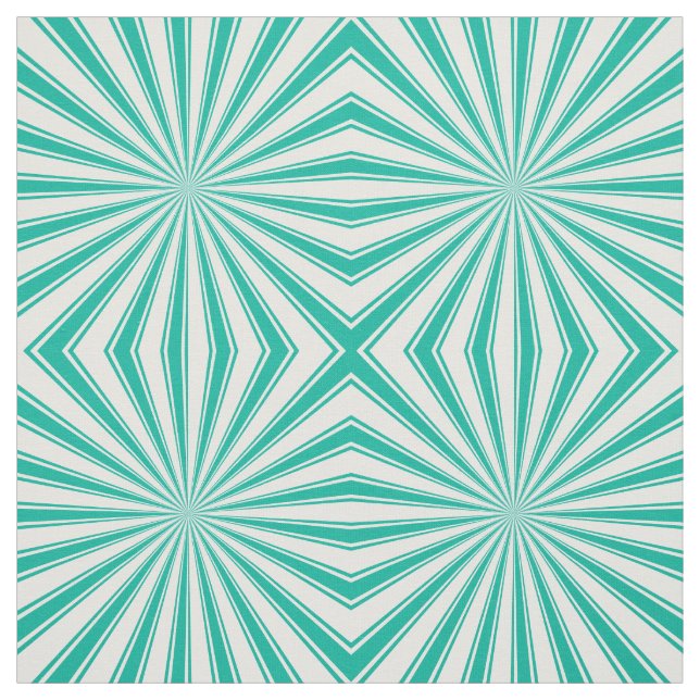 Modern Turquoise Sun Ray Pattern Fabric (Swatch)