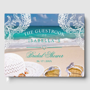 Modern Turquoise Tropical Beach Bridal Shower Guest Book