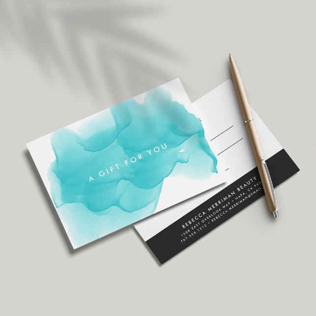 Modern Turquoise Watercolor Blot Gift Certificate (Creator Uploaded)