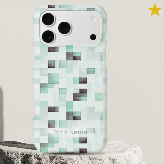 Modern Turquoise Watercolor Pixels Custom Name (Creator Uploaded)