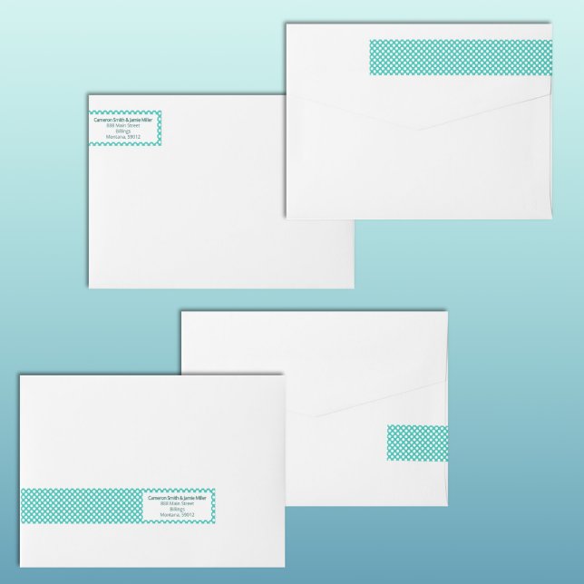 Modern Turquoise White Polka Dot Pattern Address Wrap Around Label (Modern Turquoise White Polka Dot Pattern Address Wrap Around Label)