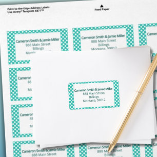 Modern Turquoise White Polka Dots Address Label