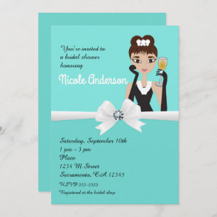Modern Turquoise Wine Engagement Bridal Shower Invitation