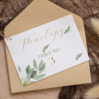 Modern Tuscany Olive Leaves Branch-Escort Card