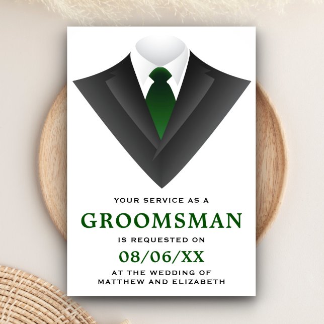 Modern Tuxedo Groomsman Request Invitation (Creator Uploaded)