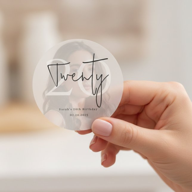 Modern Twenty 20th Birthday Party Sticker (Creator Uploaded)