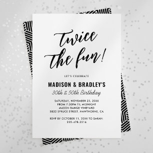 Modern Twice the Fun Double Birthday Invitation
