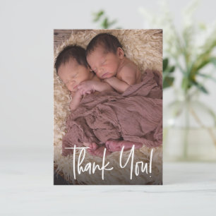 Modern Twin Baby Photo Thank you birth