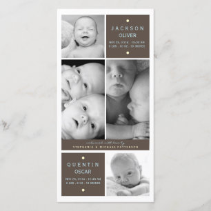 Modern Twin Boys Photo Baby Birth Announcement