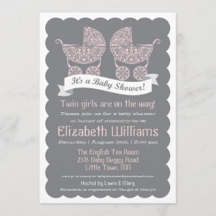 Modern Twin Girls Baby Shower Invitation
