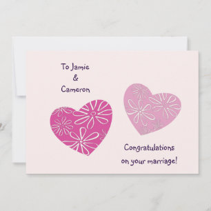 Modern Twin Hearts Congrats On Your Wedding Card
