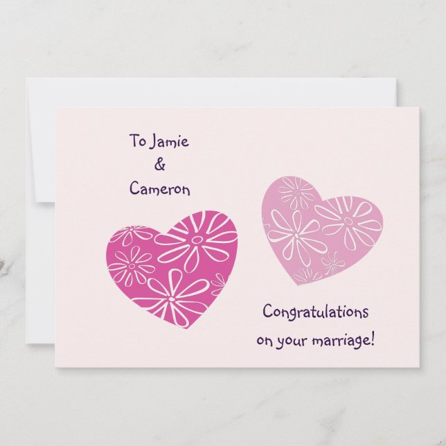 Modern Twin Hearts Congrats On Your Wedding Card (Front)