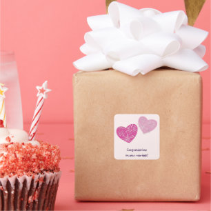 Modern Twin Hearts Congrats On Your Wedding Square Sticker