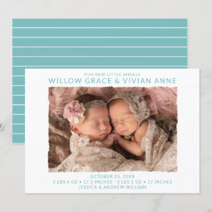 Modern Twin Photo Birth Announcement