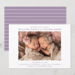 Modern Twin Photo Birth Announcement
