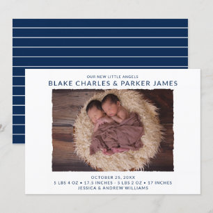 Modern Twin Photo Birth Announcement