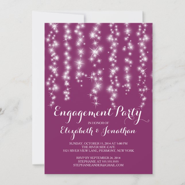 Modern Twinkle Lights Engagement Party Invitation (Front)