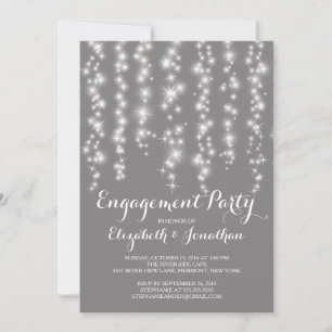 Modern Twinkle Lights Engagement Party Invitation