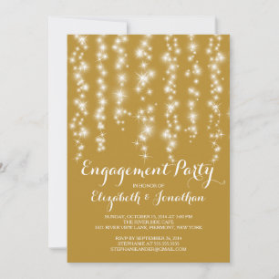 Modern Twinkle Lights Engagement Party Invitation