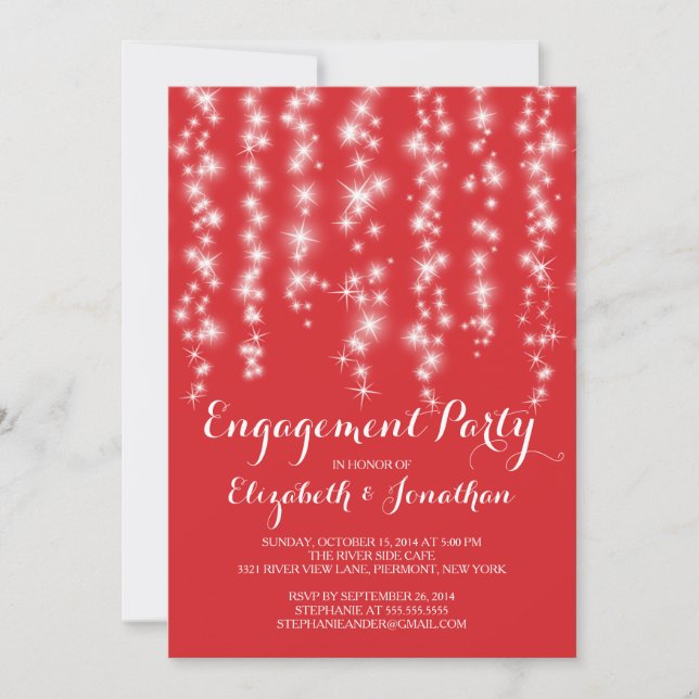 Modern Twinkle Lights Engagement Party Invitation (Front)