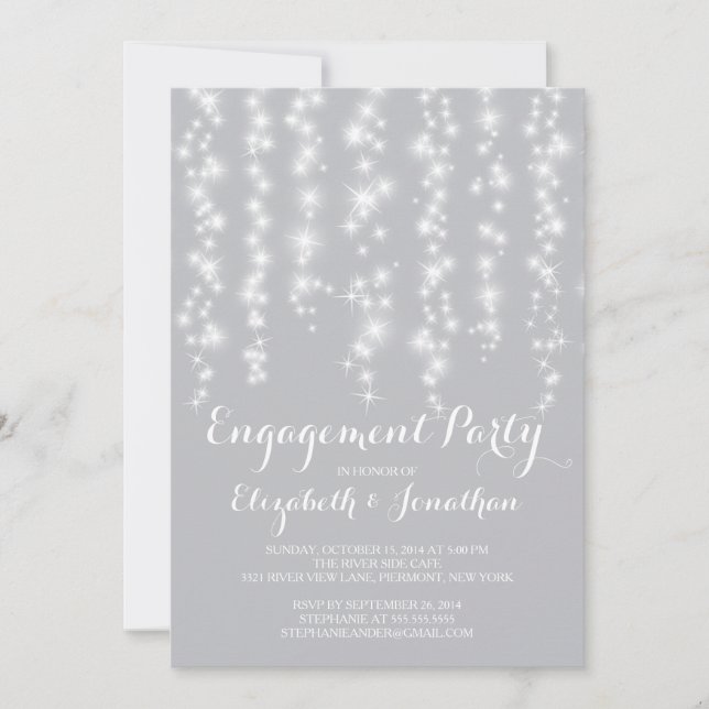 Modern Twinkle Lights Engagement Party Invitation (Front)