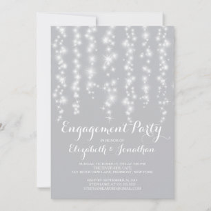 Modern Twinkle Lights Engagement Party Invitation