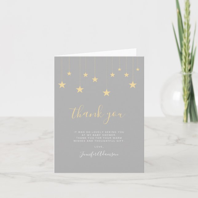 Modern Twinkle Little Star Baby Shower Thank You (Front)