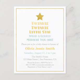 Modern Twinkle Twinkle Little Star Baby Shower Invitation