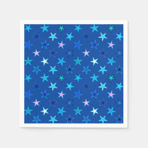 Modern Twinkling Stars, Cobalt Blue and Turquoise Napkin