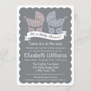 Modern Twins Baby Shower Invitation