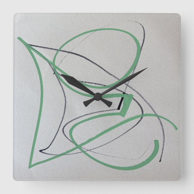 Modern Two-Colour Abstract Art Clock (Front)